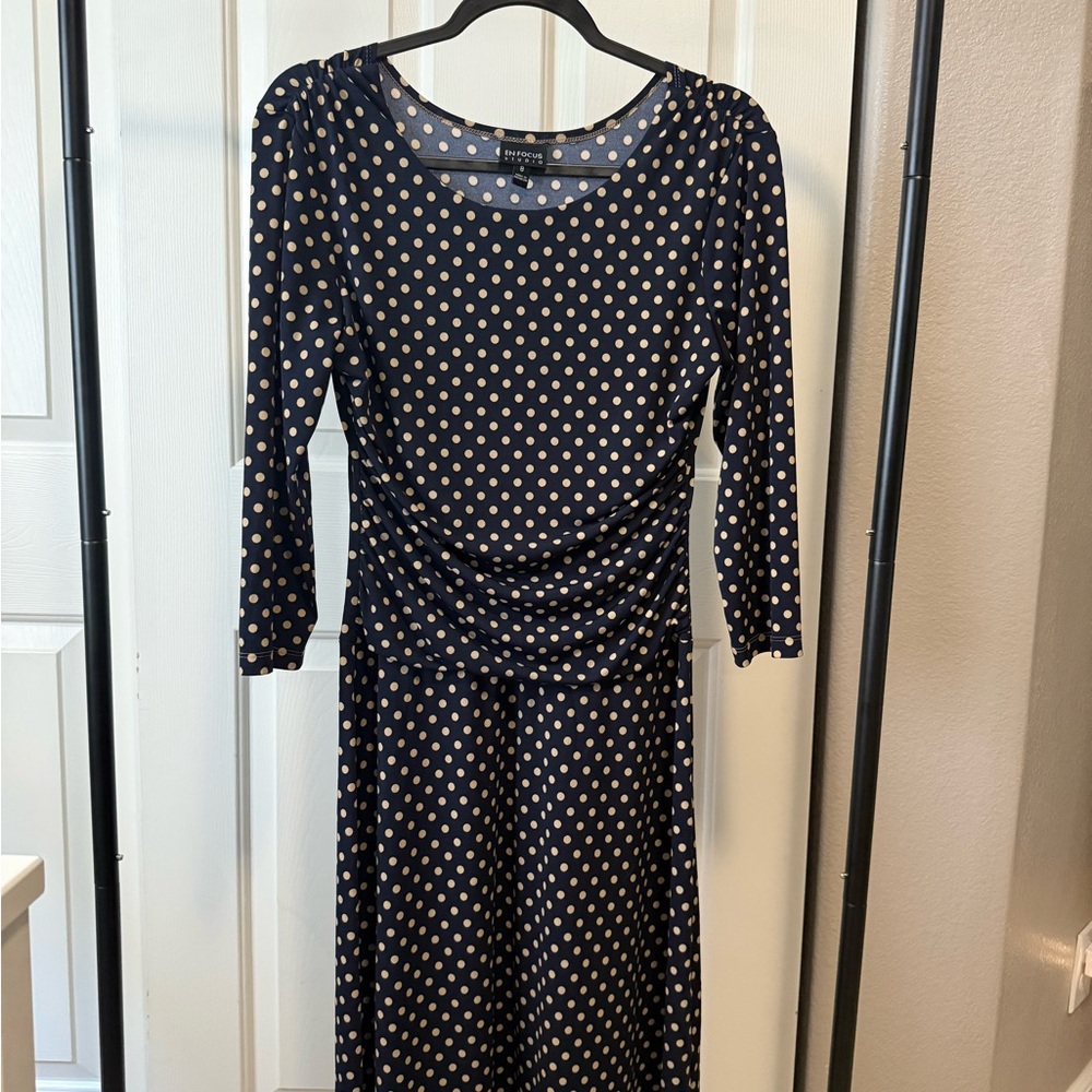 Enfocus Studio Black and White Tie Front Sheath Dress